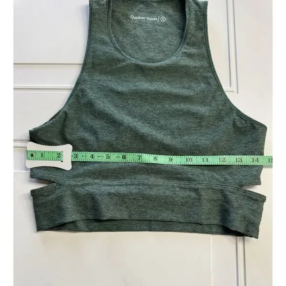 OUTDOOR VOICES Heather Green Slashback Crop Top High Neck Women's Medium - Picture 4 of 6